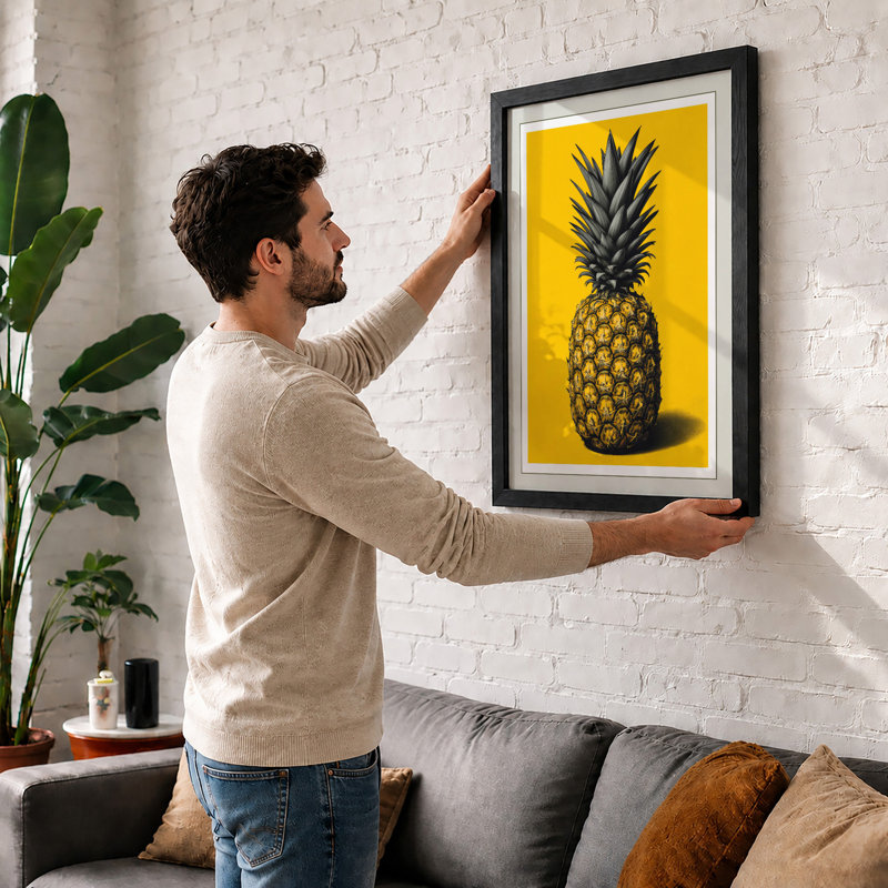 Pineapple Study Modern - Framed Print, A4 - 29.7 x 21.0 cm, Unframed