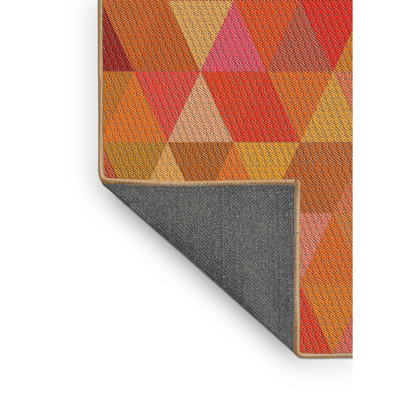Tapis décoratif géométrique rouge/jaune Rieder, Rectangle 5 pi x 7 pi