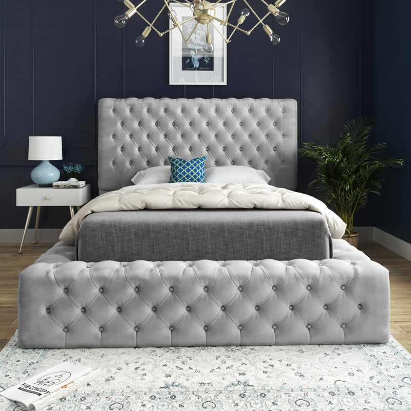 Upholstered Bed, Double (4'6), Grey