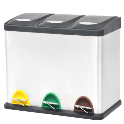 Steel Step On Multi-Compartment Rubbish & Recycling Bin
