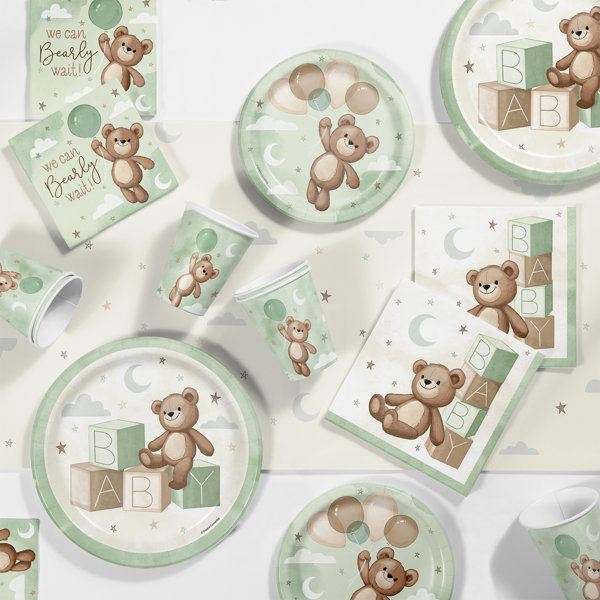 4 Pcs Sage Green Bear Baby Shower Boxes Birthday Party Decorations Baby  Blocks with Baby Letters Bear Printed Baby Balloon Boxes for Boys Girls  Gender