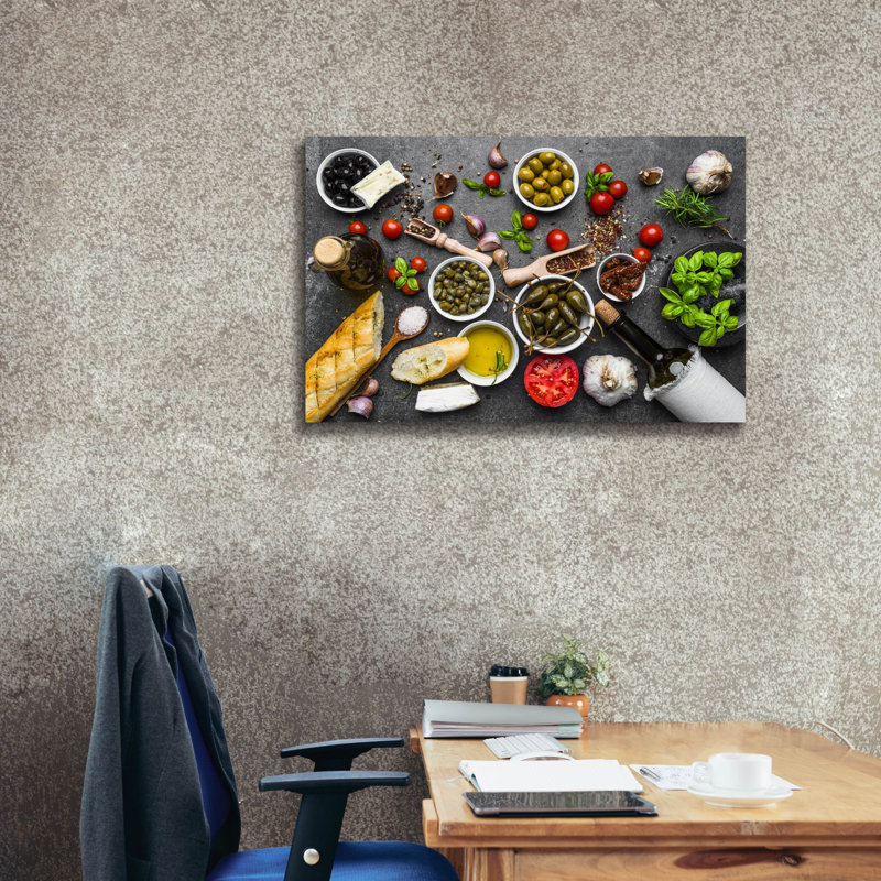Cuisine italienne sur toile, H 26 po x l 40 po x P 1,5 po