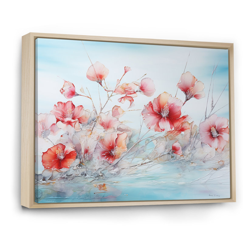 «Hibiscus Bliss Flower Blooms», reproduction sur toile, Cadre naturel flottant, H 30 po x l 40 po