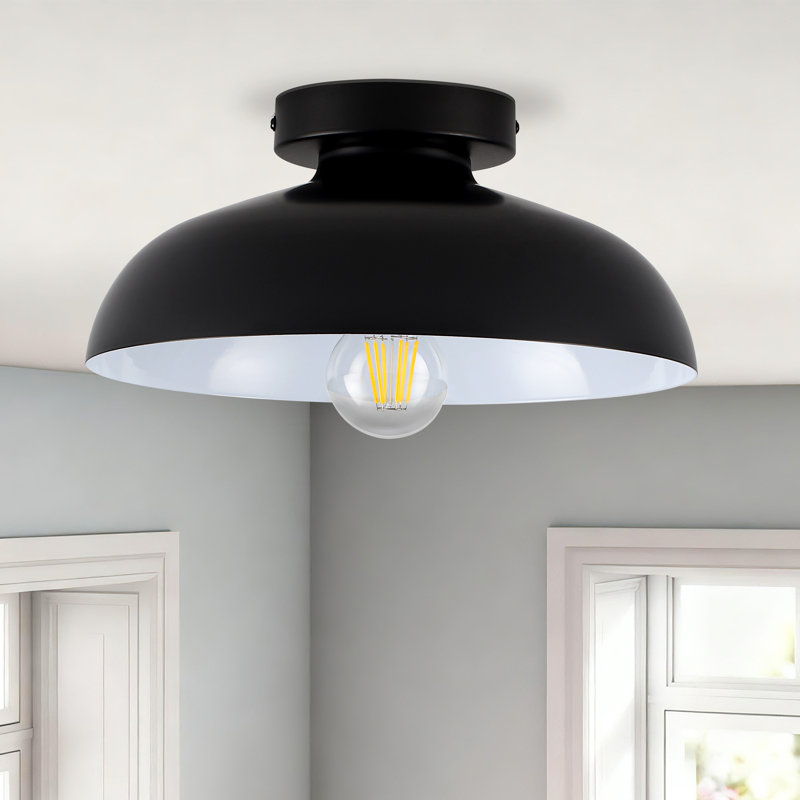 Plafonnier semi-encastré 1 lumière, Noir