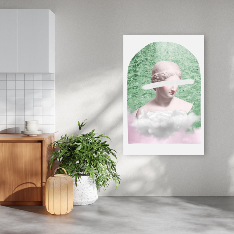 Paysage onirique classique et éthéré, architecture contemporaine abstraite, affiche murale, 60" H x 40" W