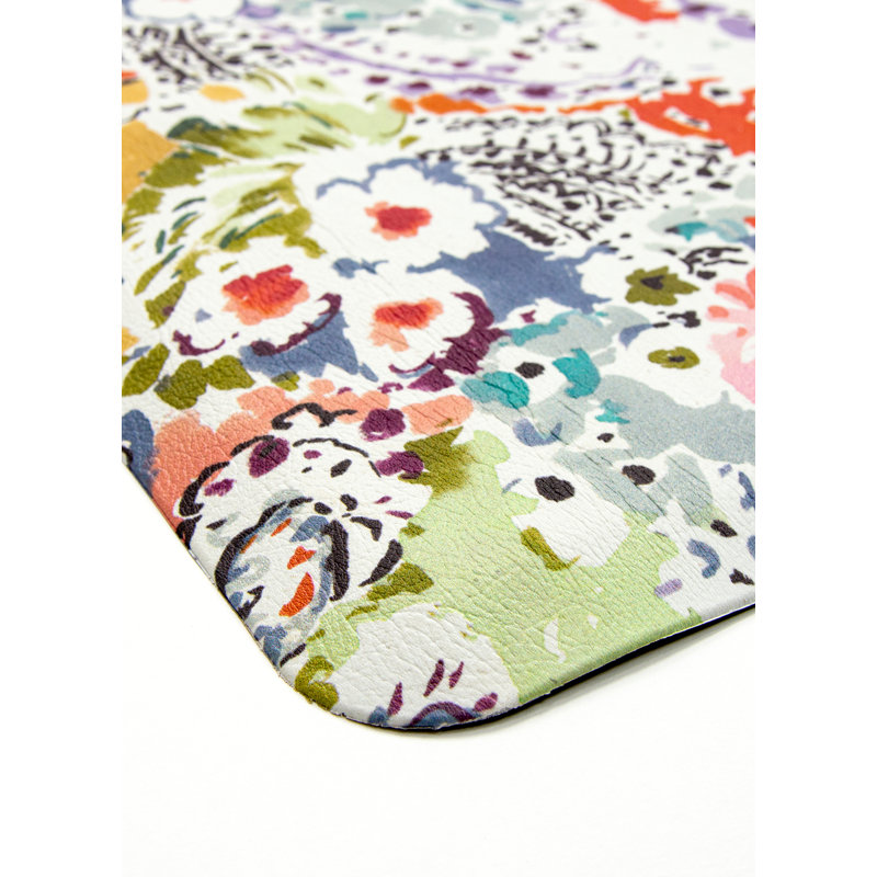 Teddi Floral Water Resistant Anti-Fatigue Non-Skid Kitchen Mat, Rectangle 1'8" x 2'8"