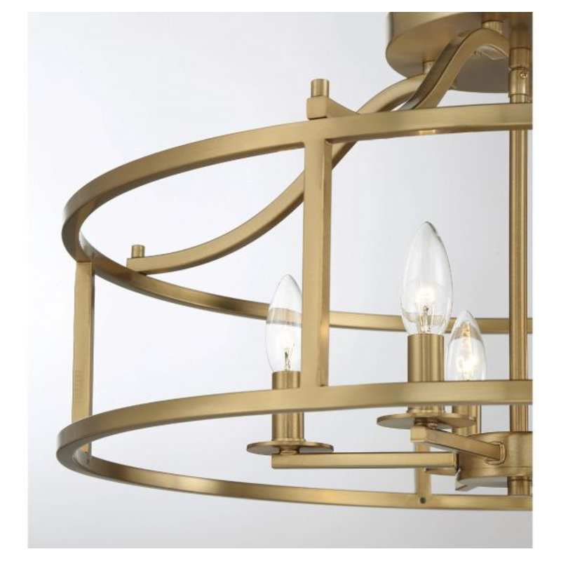 Maris 5-Light Dimmable Linear Metal Semi-Flush Mount, Brass