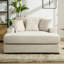 Chaise longue de 140 cm en chenille crème avec station de charge et porte-gobelets intégrés aux accoudoirs pour un confort optimal à l'intérieur. Housse amovible et lavable surdimensionnée pour se détendre à la maison.