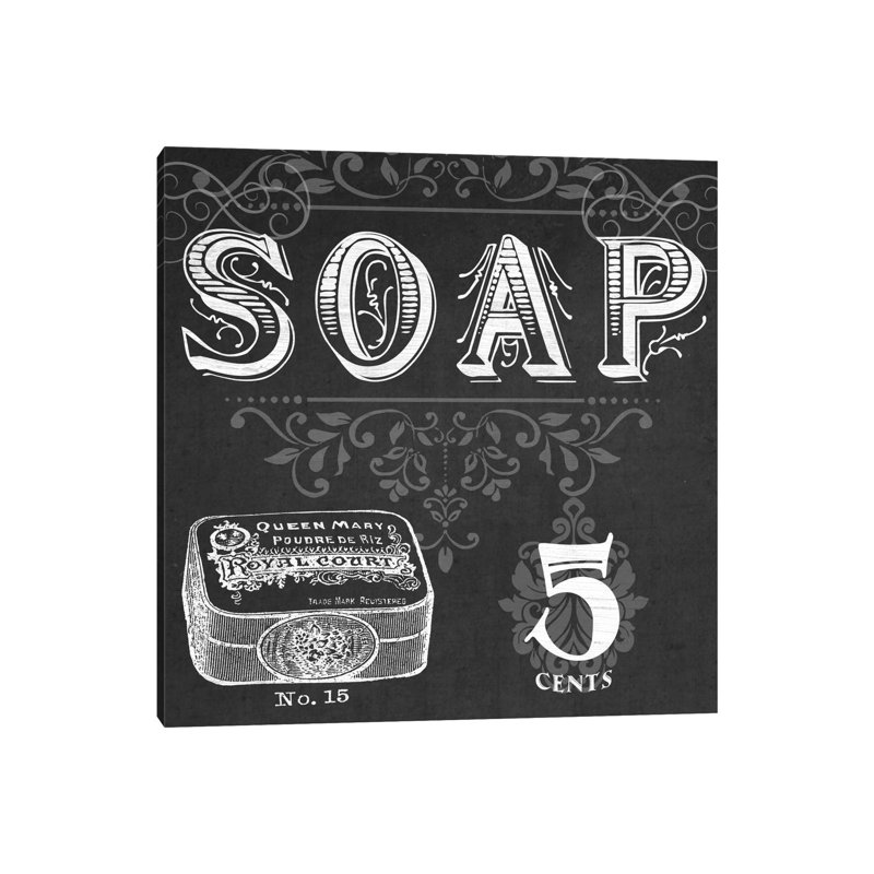 Chalkboard Bath Signs I by June Erica Vess - Wrapped Canvas Print, 45.72 cm H x 45.72 cm W x 3.175 cm D