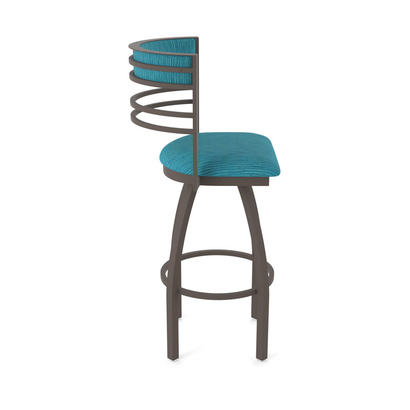 Hunter Swivel Stool, Bar Stool (30" Seat Height), Bronze, Fabric-Graph Tidal