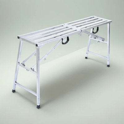 Plateforme de travail ajustable robuste et échafaudage pliant - capacité de 800 lb, escabeau en acier portable pour le nettoyage de véhicules récréatifs, peinture murale, cloison sèche et décoration intérieure