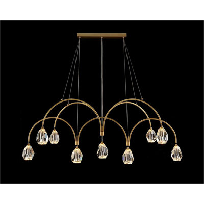 Lustre en cristal facetté à neuf lumières