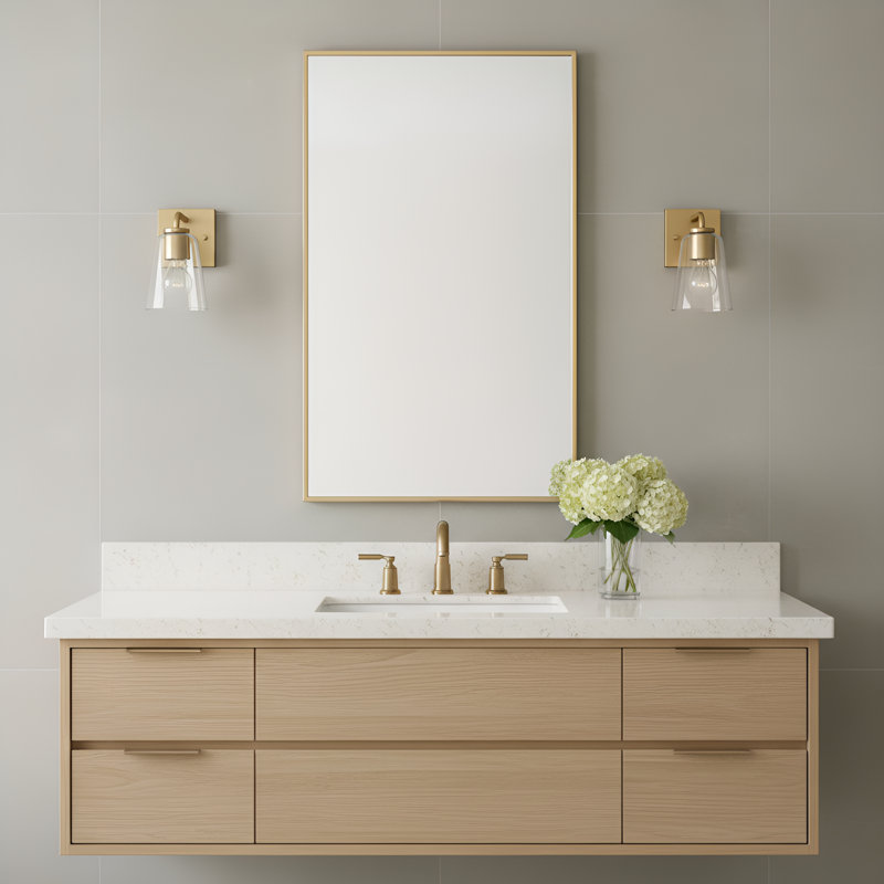 Miles Small Vanity from Generation Lighting , Clear, Satin Brass