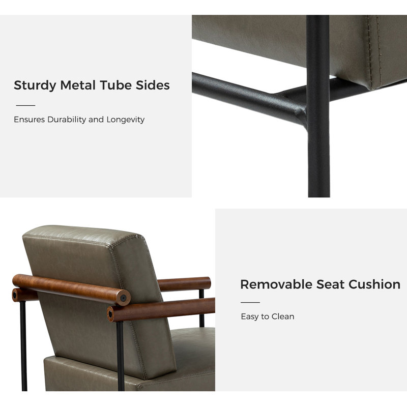 Fauteuil ergonomique en cuir Avelina, Similicuir gris