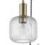 Maple 3 Light Modern Ribbed Glass Cluster Pendant Light - Brushed Brass Base, Black Twisted power cord, 3xE27. Max. 15W LED (Bulb not included)