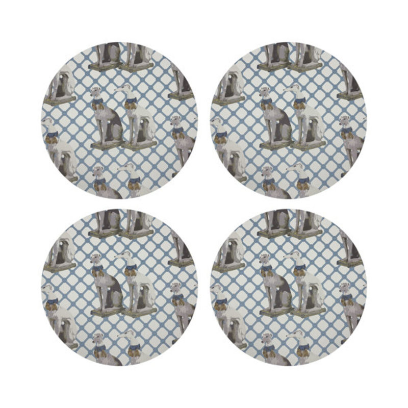 Regal Greyhound Vegan Leather Round Placemats, Wyeth
