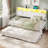 Convertable Daybed with Pop Up Trundle LED Bookcase Storage Bed Twin to King-1598279905