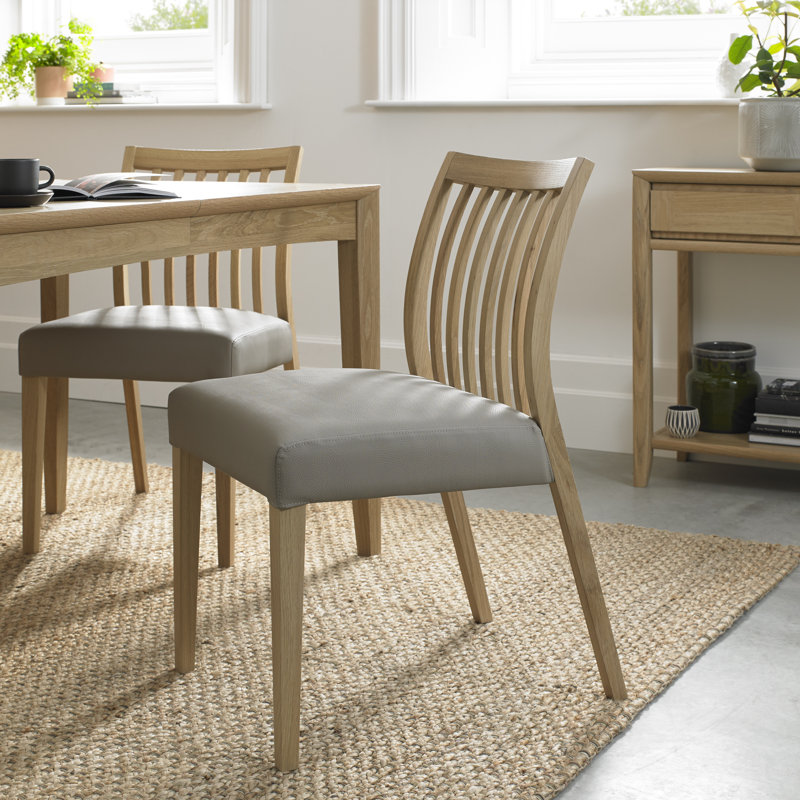 Izzie Upholstered Slat Back Side Chair, Oak