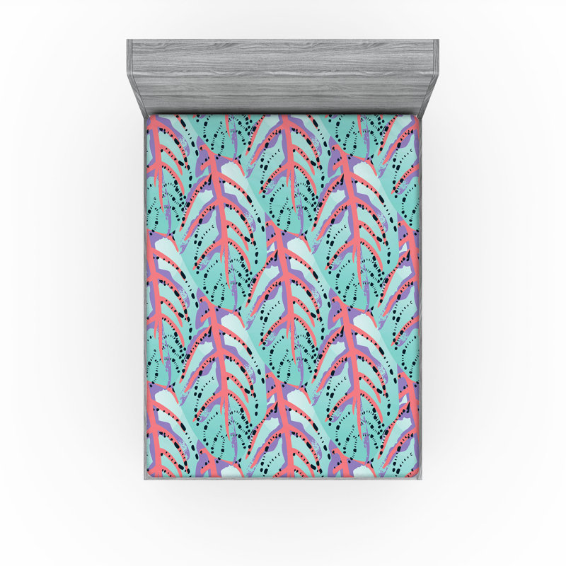 Drap-housse Ambesonne, Écume de mer, corail, fuchsia / floral, Drap-housse de taille double