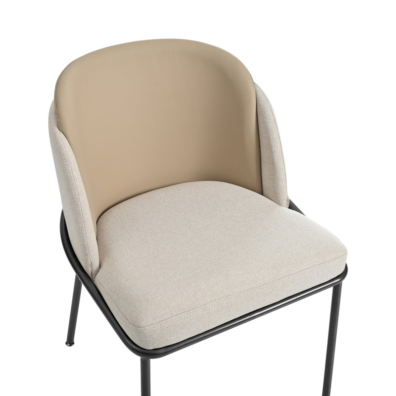 Chaises de salle à manger modernes Tavion avec pieds réglables et structure en bois massif, 4, Beige