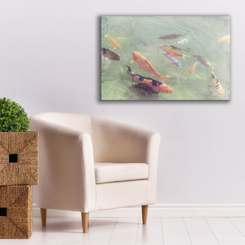 «Koi Reflections 2» par Alicia Ludwig, art mural sur toile, H 26 po x l 40 po x P 1,5 po