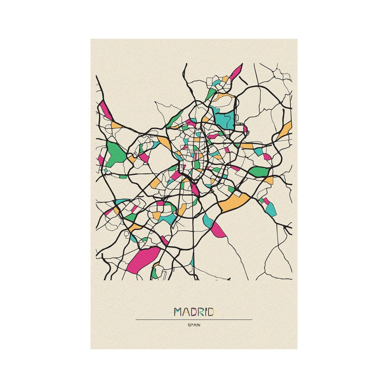 Madrid, Spain Map by Ayse Deniz Akerman - Wrapped Canvas Print, 66.04 cm H x 45.72 cm W x 1.91 cm D