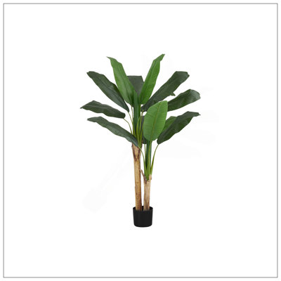 Artificial Plant, Tall, Banana Tree, Indoor, Faux, Fake, Floor, Greenery, Potted, Real Touch, Decorative, Green Leaves, Black Pot