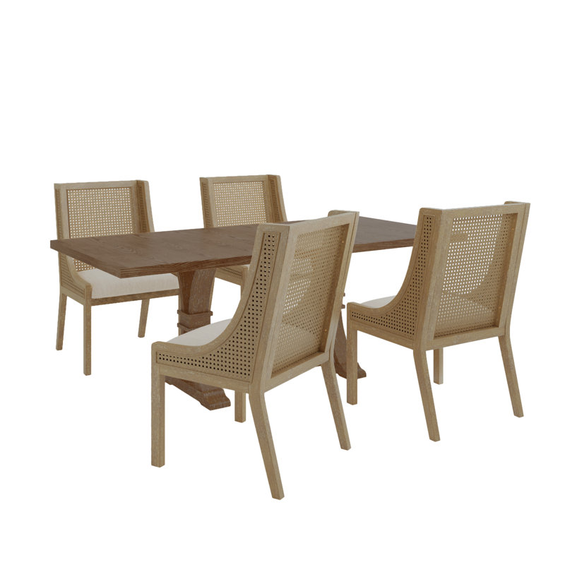 Ensemble de salle à manger Cohe Cane, 5, Beige