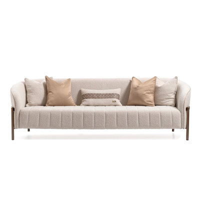 Lisbon Bouclé Sofa - Oyster/Matte Bronze