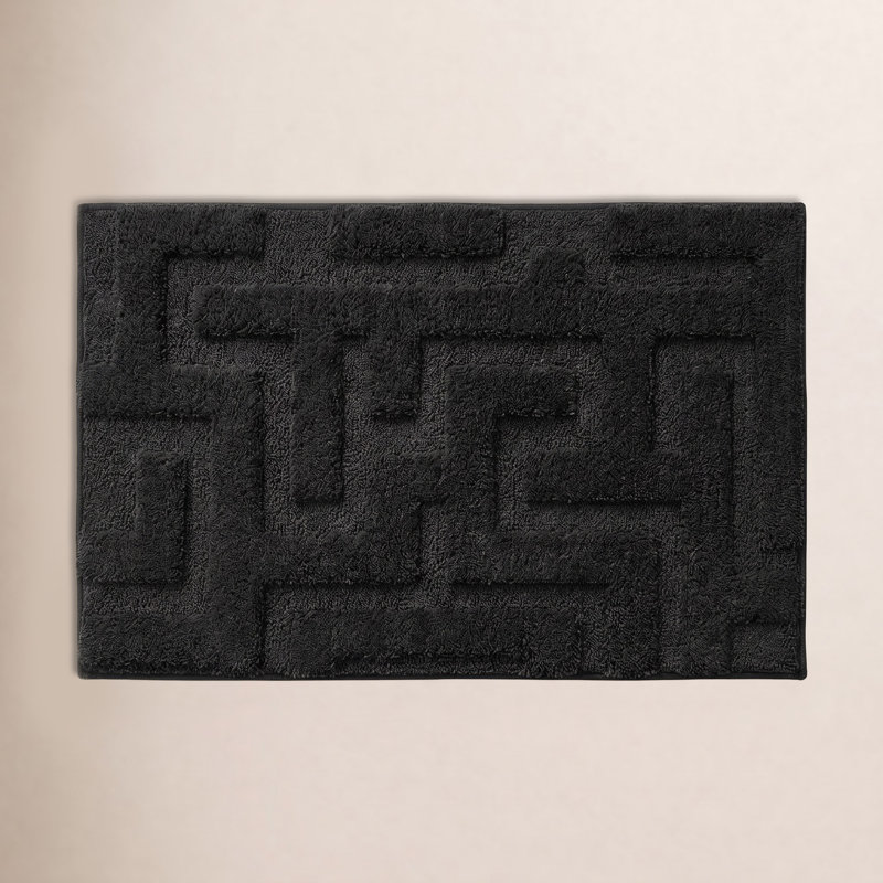Non-Slip Bath Rug, 16" L x 24" W, Black