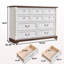 Commode 7 tiroirs pour chambre à coucher avec base en bois et bordure en bois, commode rustique en bois, commode de rangement pour chambre à coucher, salon