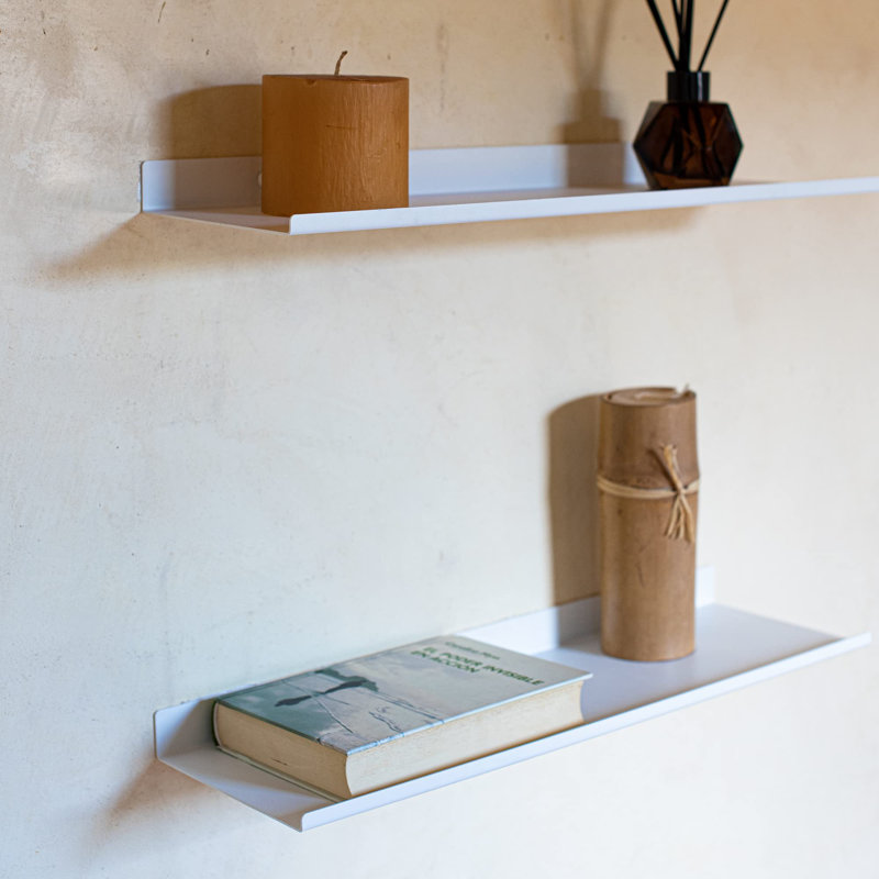 Set 2 Floating Shelf White | Metal Shelves For Picture Shelf And Photo Shelf | Floating Shelves For Bedroom, Kitchen Storage And Bathroom Storage In Home Decor | Wall Shelf (2. White)