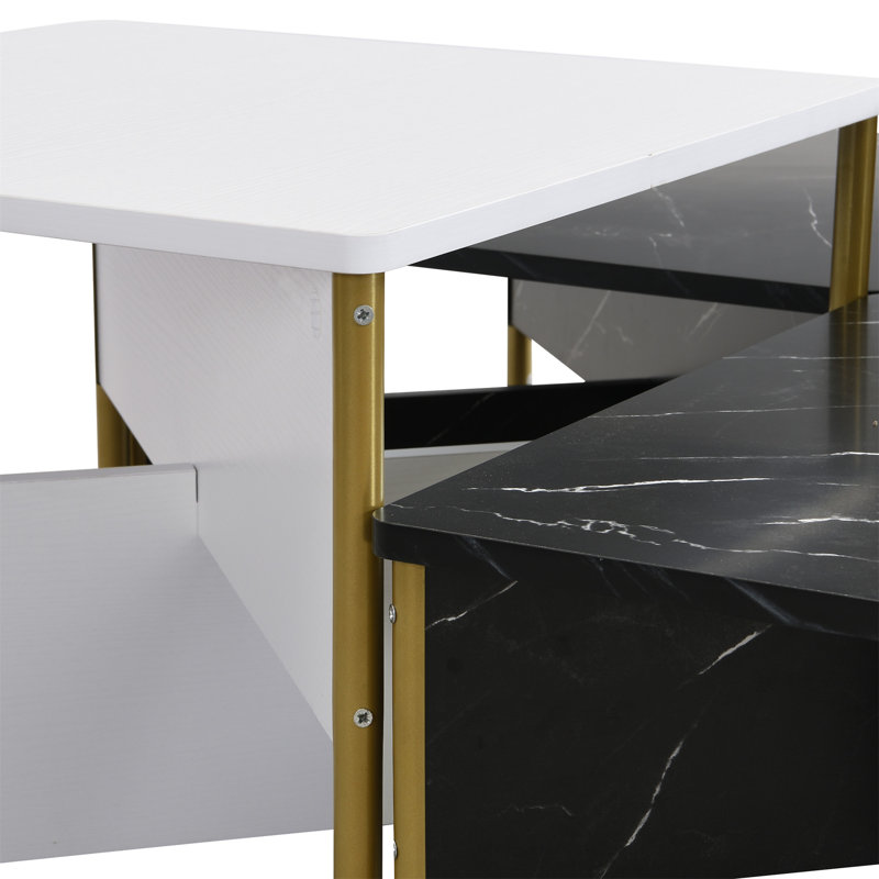 Ensemble de tables basses modernes gigognes 4 pièces, Noir / blanc