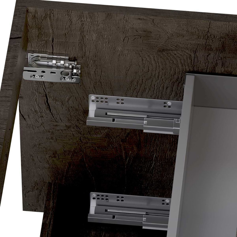 Duo 24" Single Vanity With Integrated Ceramic Top, Weathered Oak, White, 24"