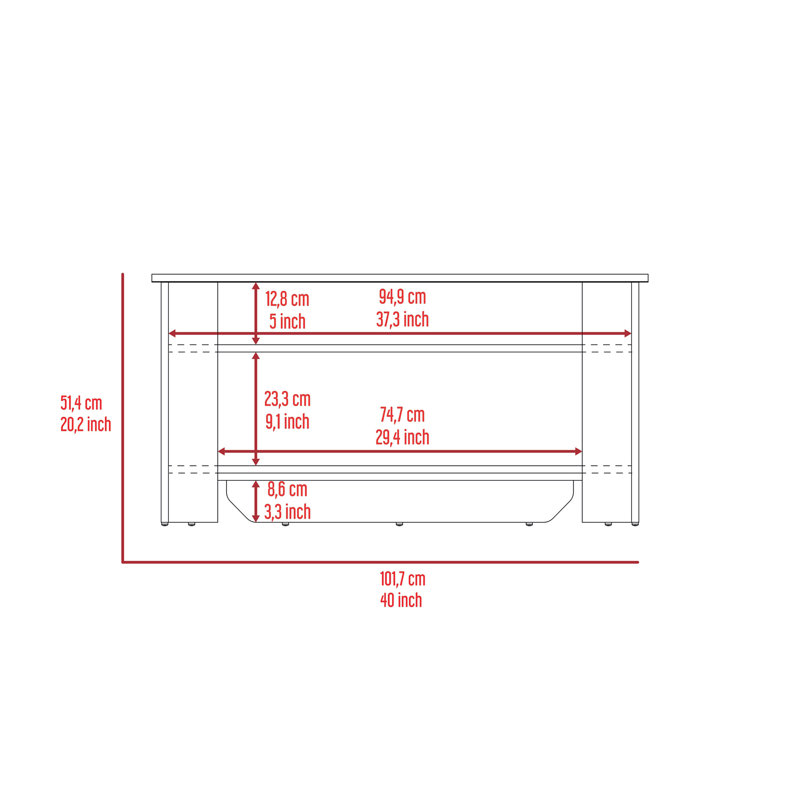 Storage Table Polgon, Extendable Table Shelf, Lower Shelf, Dark Brown