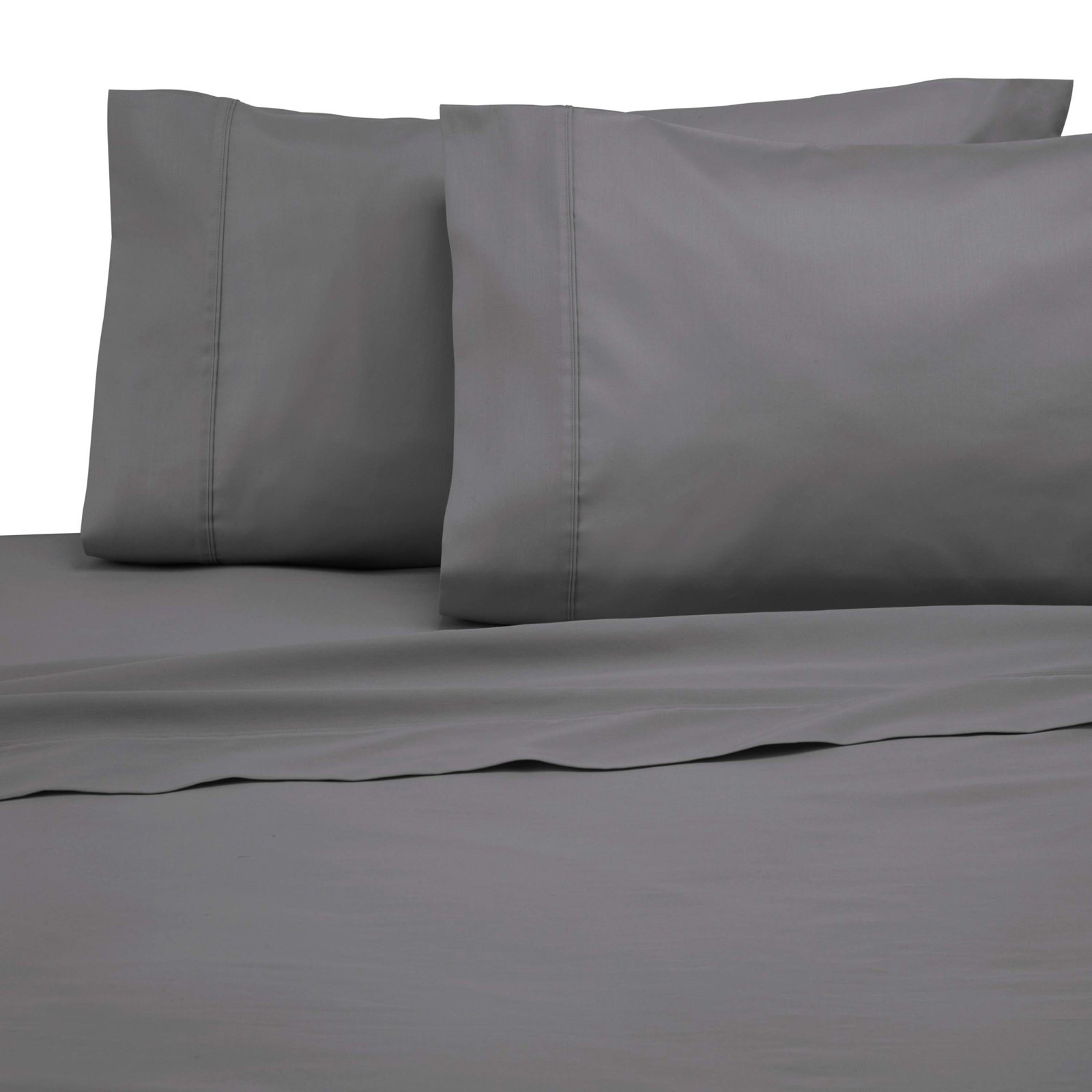 Modern Living 300 Thread Count 100% Cotton Sateen Sheet Set, Graphite, Queen Flat Sheet + 1 Fitted Sheet + 2 Pillowcases