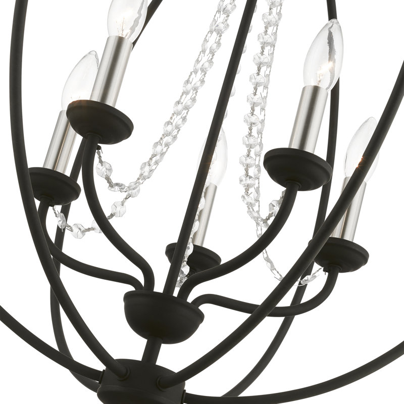 Lustre globe, Noir / nickel brossé
