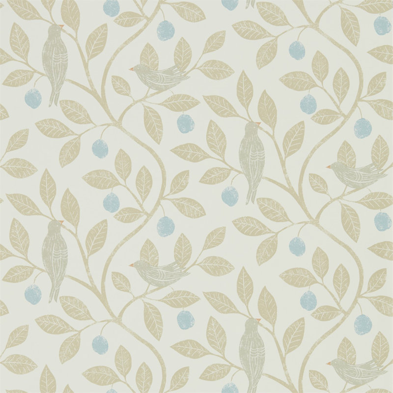 Damson Tree Wallpaper, Denim/Barley