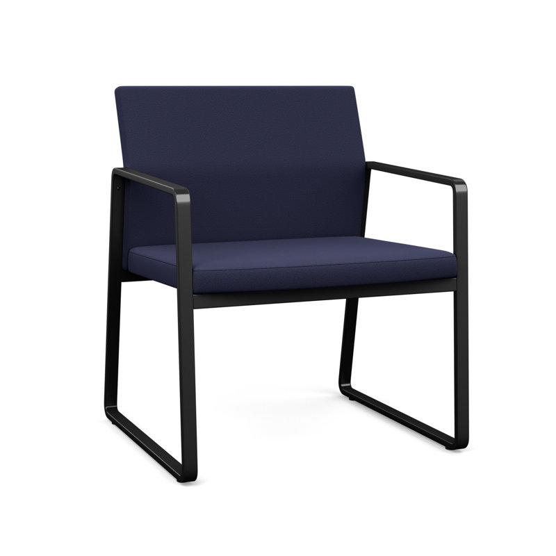 Chaise d'invité surdimensionnée Gansett, Noir, Portes ouvertes en tissu bleu marine