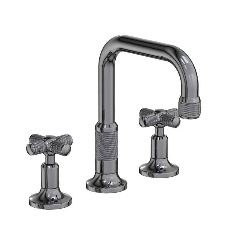 Clemens Widespread Bathroom Faucet with Drain Assembly, Midnight Chrome