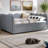 Full Size Cozy Gingham Daybed with Two Storage Drawers, Linen Fabric Sofa Bed with USB Port and Adorable Wave Shaped Design, for Bedroom or Living Room-224451062