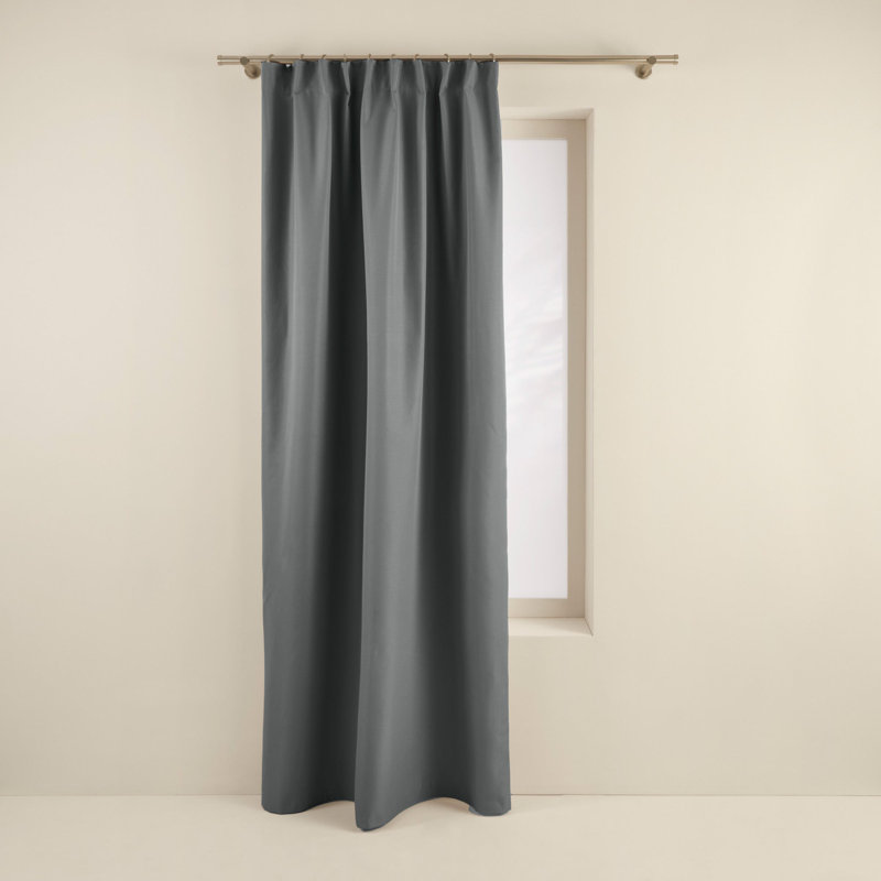Pencil Pleat Blackout Curtain, Dark Grey