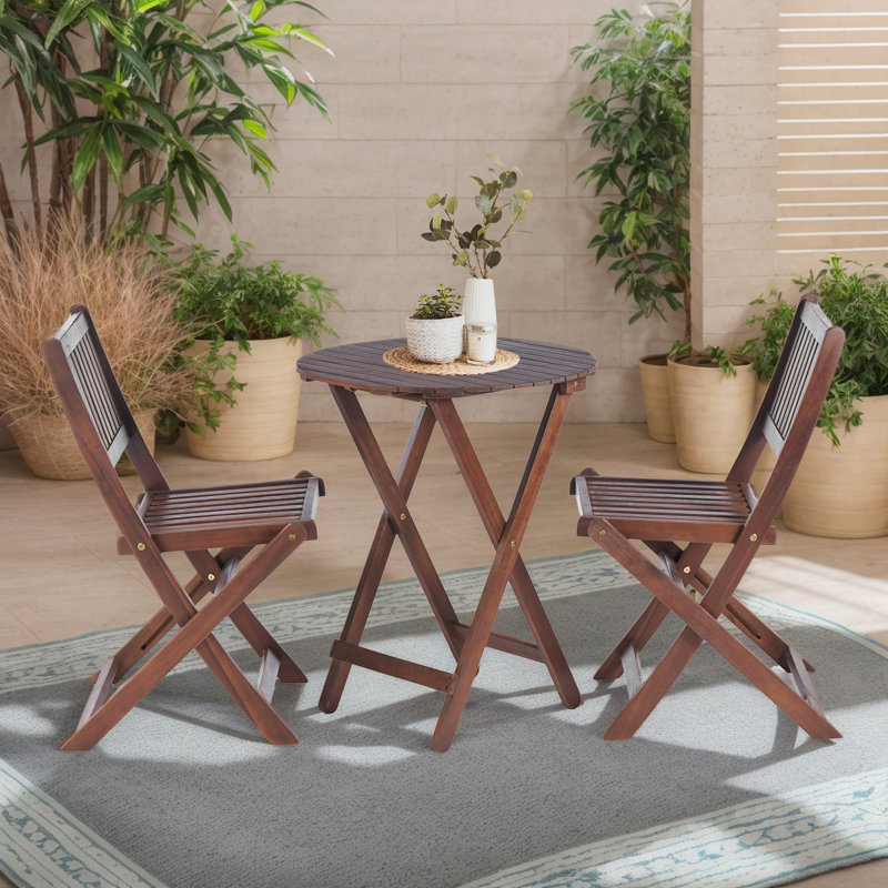 Ensemble de salle à manger d'extérieur 3 pièces en bois d'acacia, Marron foncé