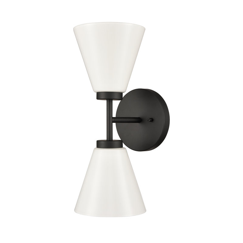 Éclairage pour salle de bain 2 lumières Houghton 15 po de hauteur - noir mat, Noir