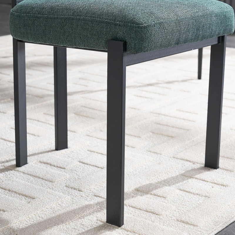 Ensemble de 2 chaises de salle à manger modernes rembourrées avec pieds en métal noir Boucle, Vert antique
