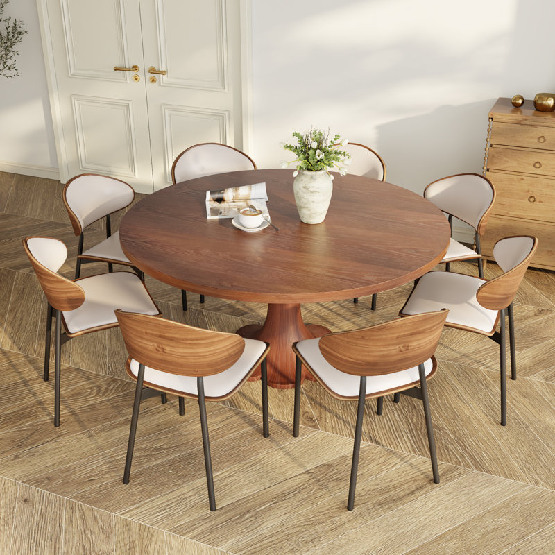 2-8 sièges Mid-Century, 9 pièces : table, 8 chaises, H 29,52 po x L 59 po x l 59 po