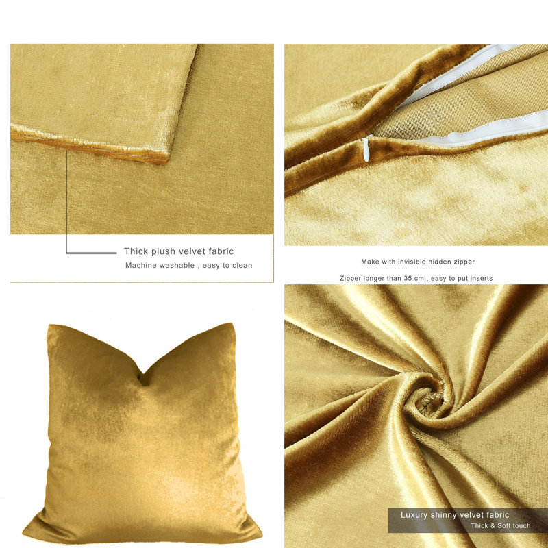 Carmalita Throw Pillow with Feather Insert, Golden