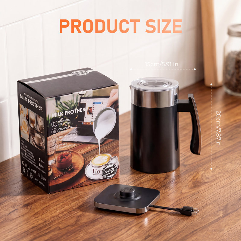 Mousseur à lait électrique 14,5 oz 6-en-1, machine à mousse chaude et froide, mousseur à cappuccino café au lait et chocolat chaud