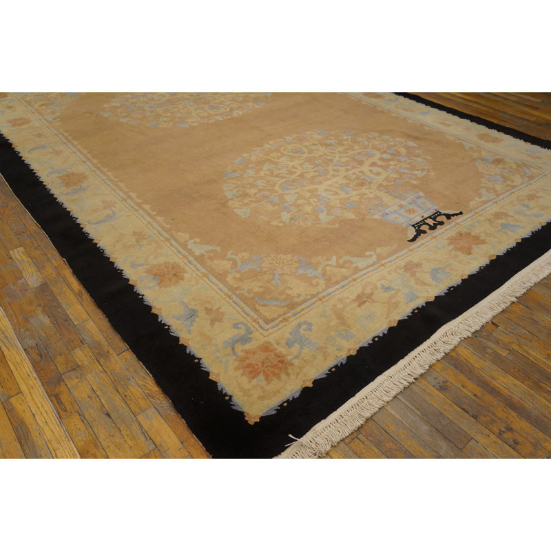 Antique Art Deco Room Size Wool Salmon Rug