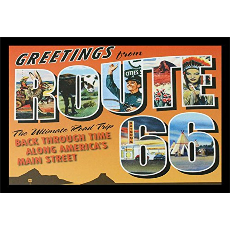«Greetings from Route 66 Retro» - Cadre photo avec impressions sur papier